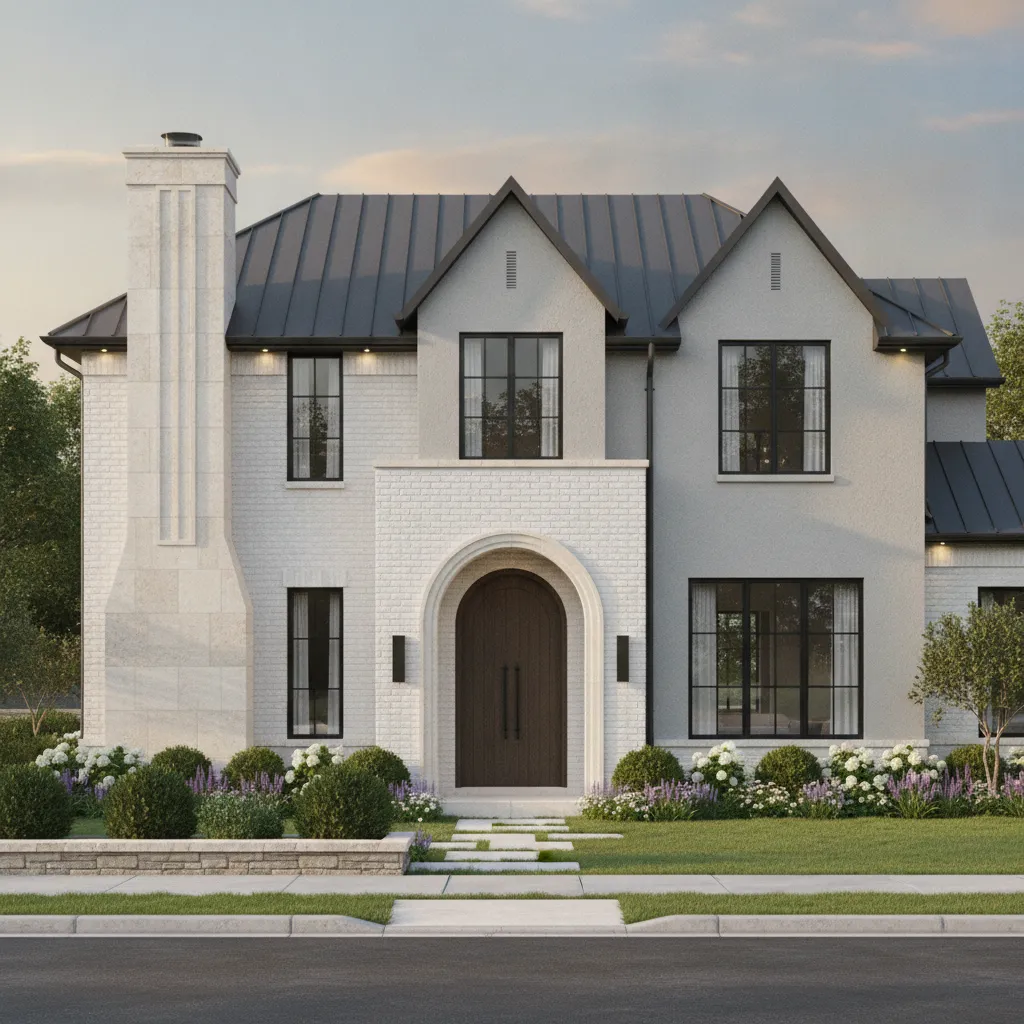 Modern farmhouse exterior render design by DesignHome