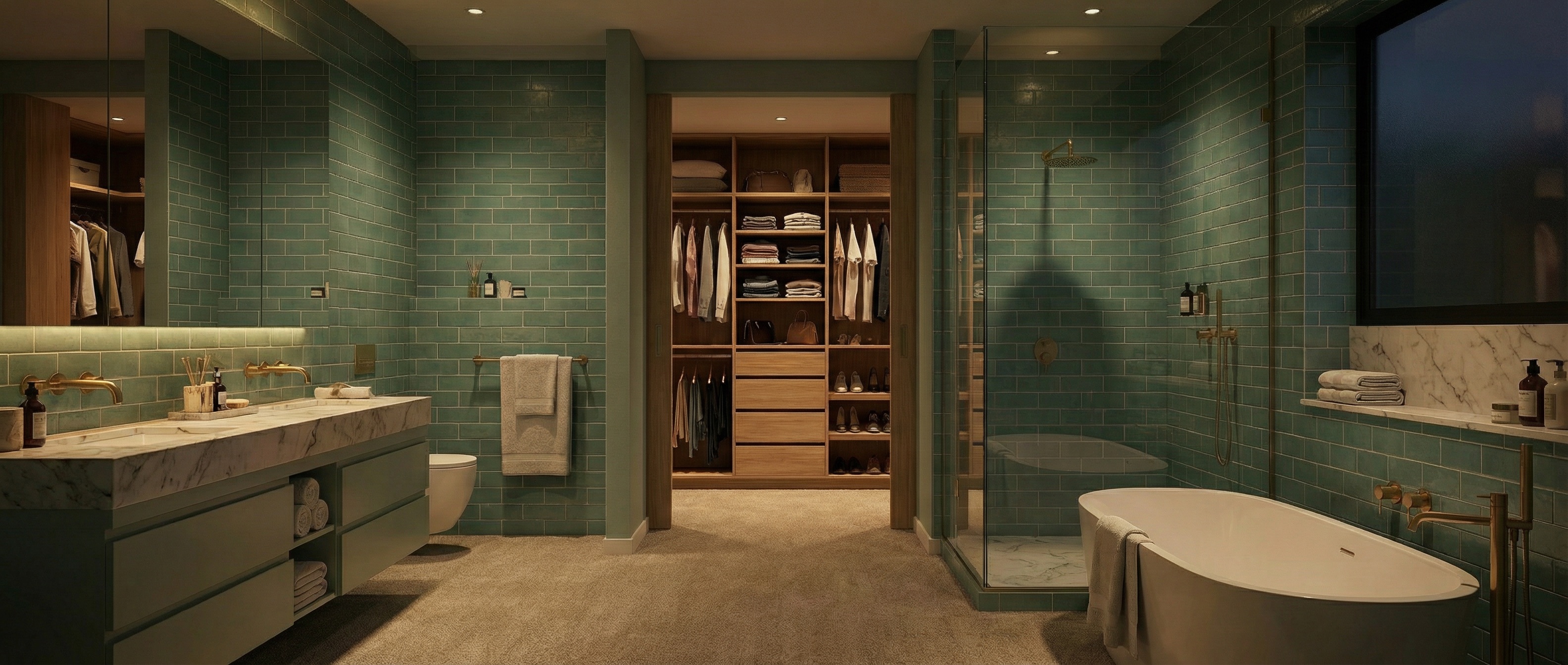 Luxury ensuite bathroom design with modern fixtures and spa inspired interior styling