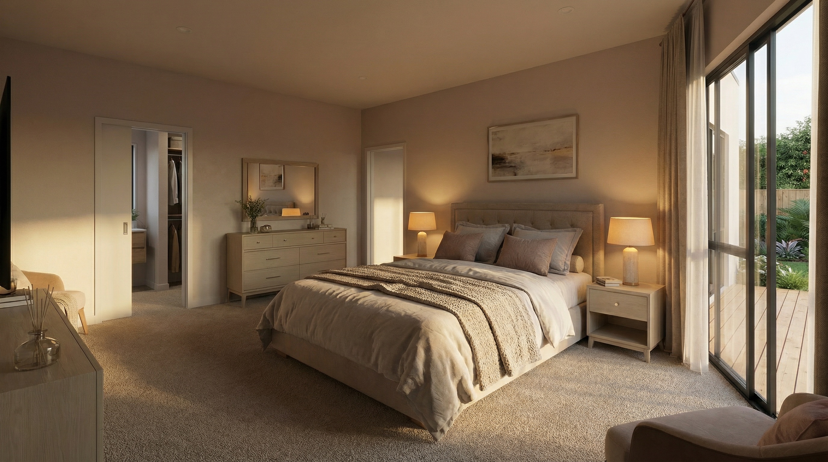 Minimal master bedroom design with modern furniture and elegant contemporary decor
