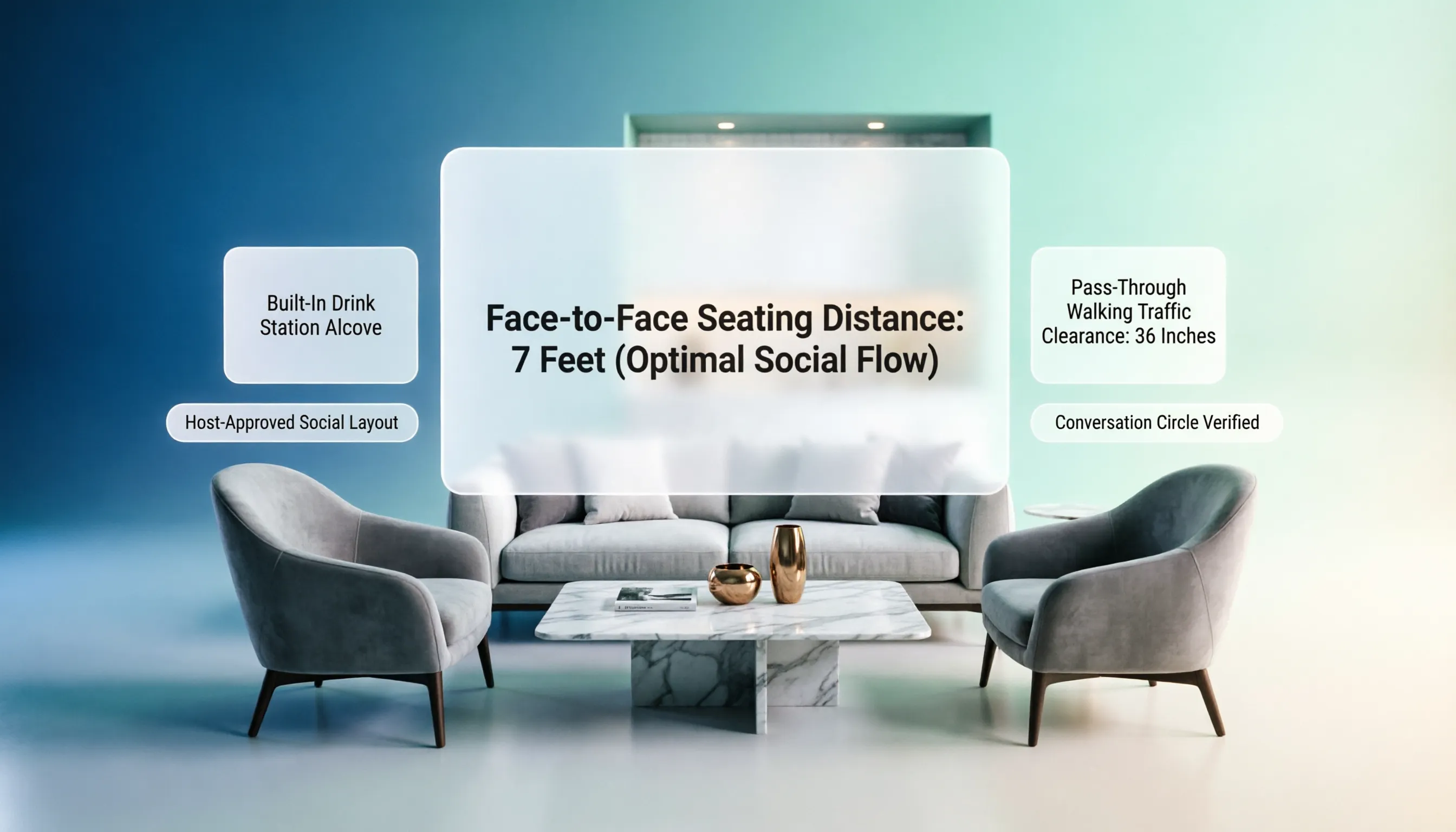 Positioning the sofa to define the living area and form a cozy conversation lounge