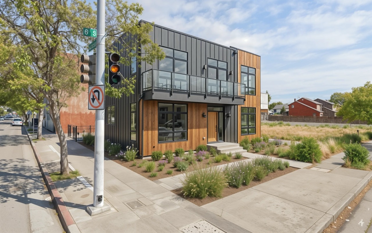 Before and after transformation from empty land to a modern family hom