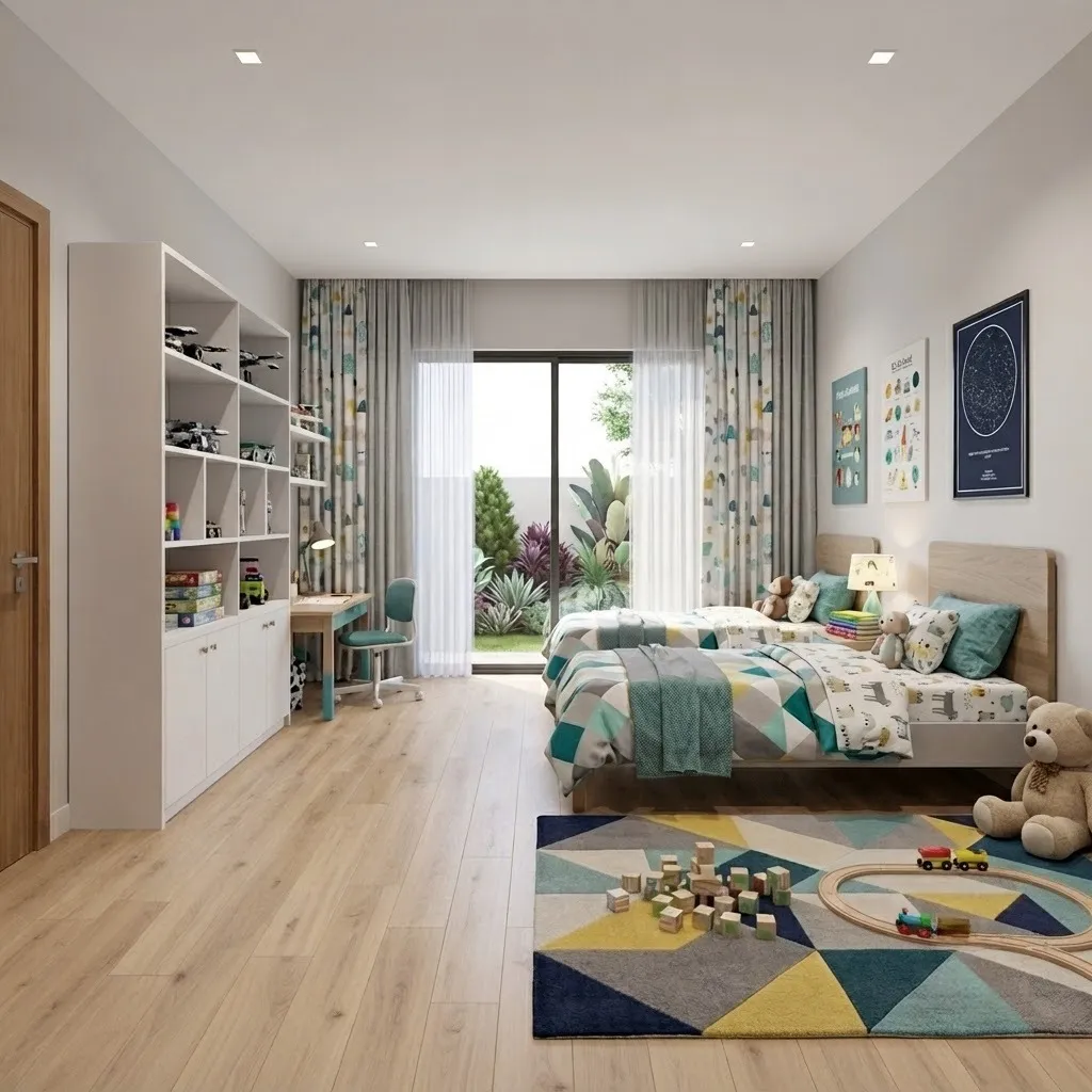 Kids twin bedroom DesignHome render design