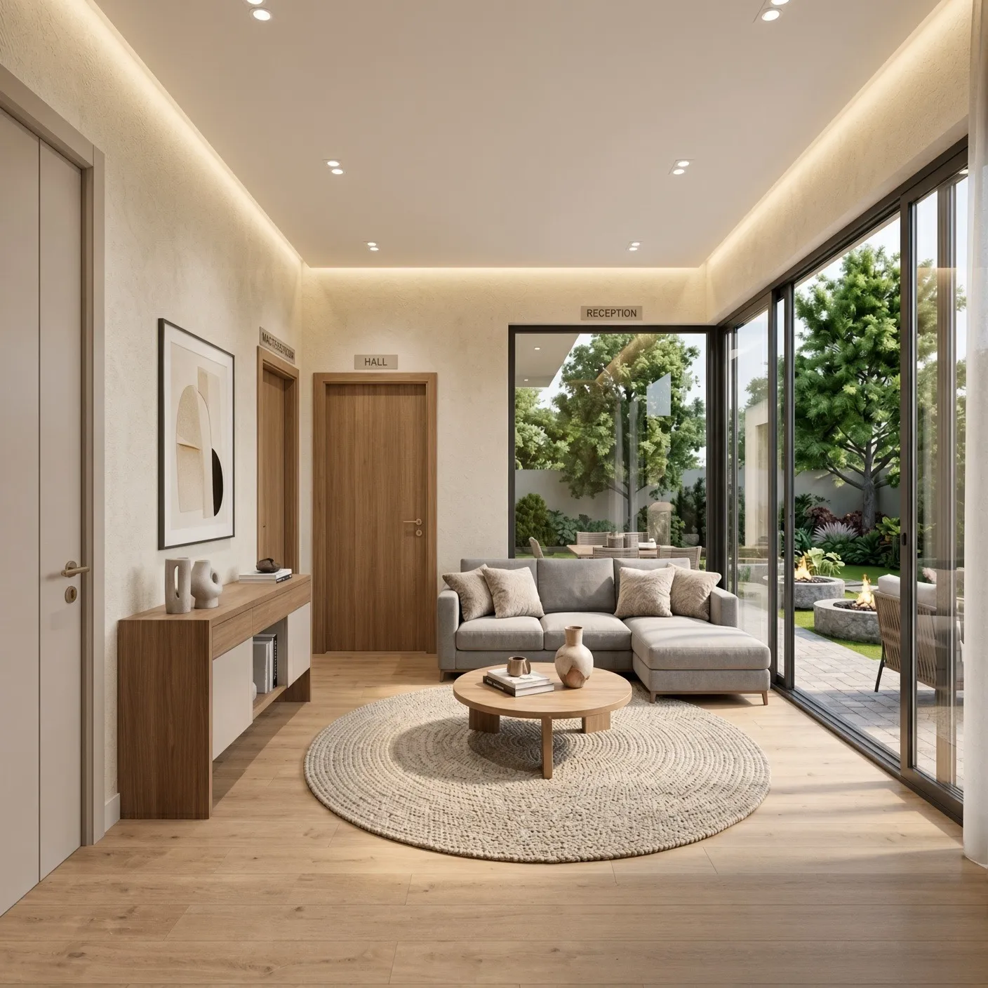 Reception lounge area design render DesignHome