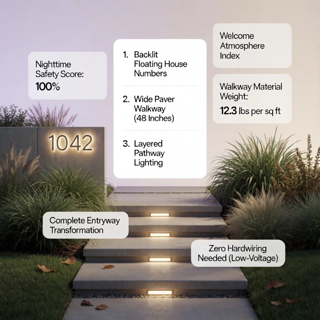 Entryway transformation illuminated steps modernizing an older colonial exterior in stages instead of remodeling everything
