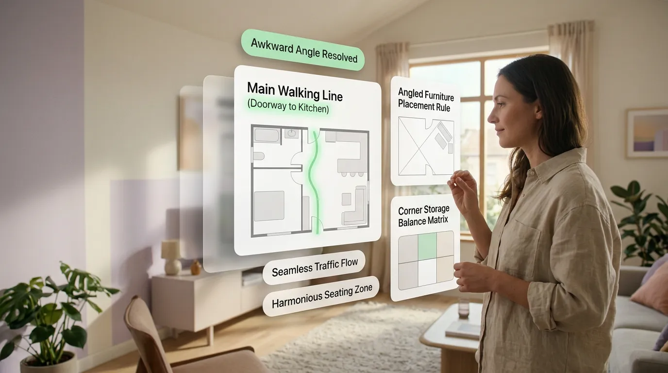 Long narrow room layout traffic flow making elongated rooms feel balanced by disrupting sightlines