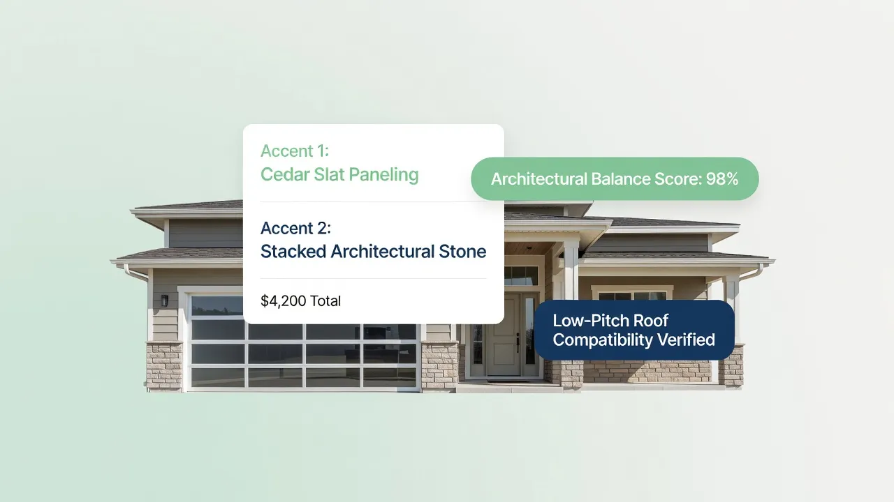 Modern ranch exterior cedar stone comparing low wide rooflines or a more dramatic front elevation