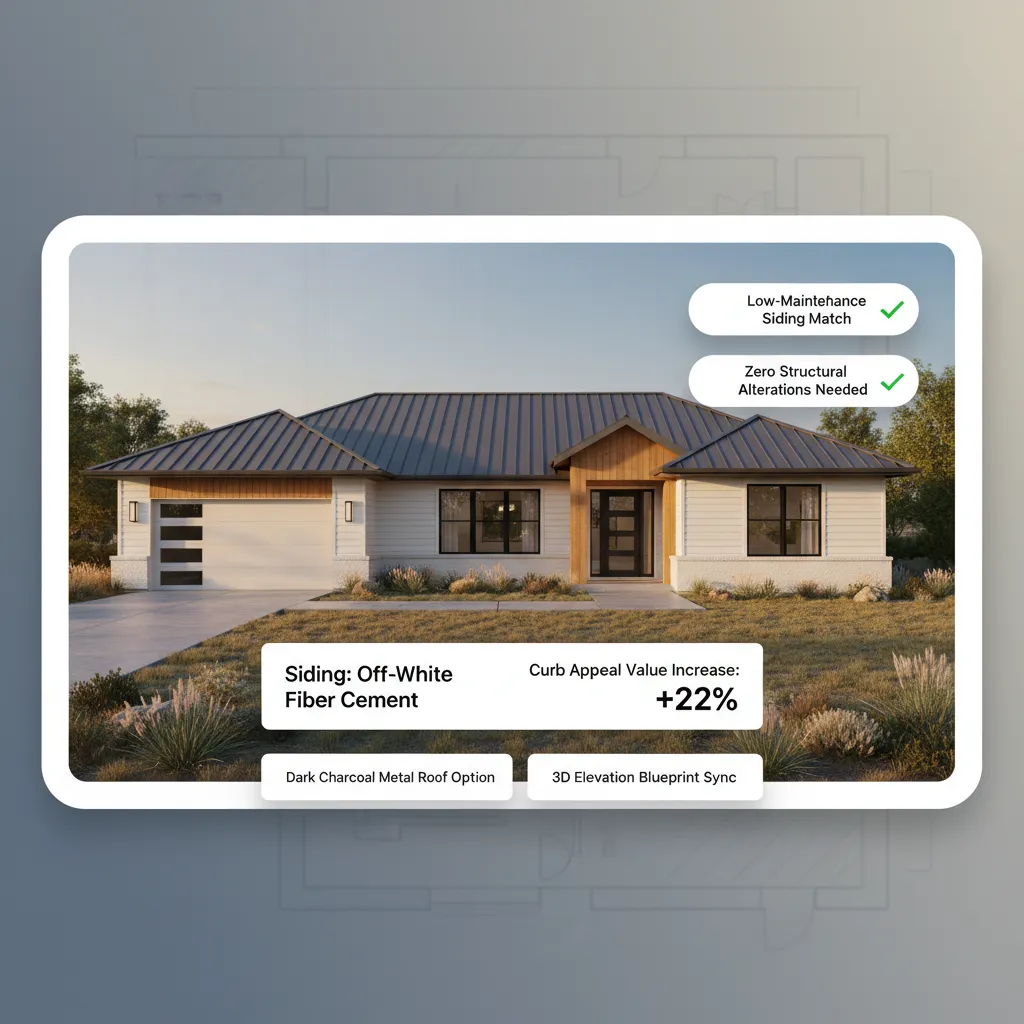 Modern ranch house exterior design comparison table showing different design directions