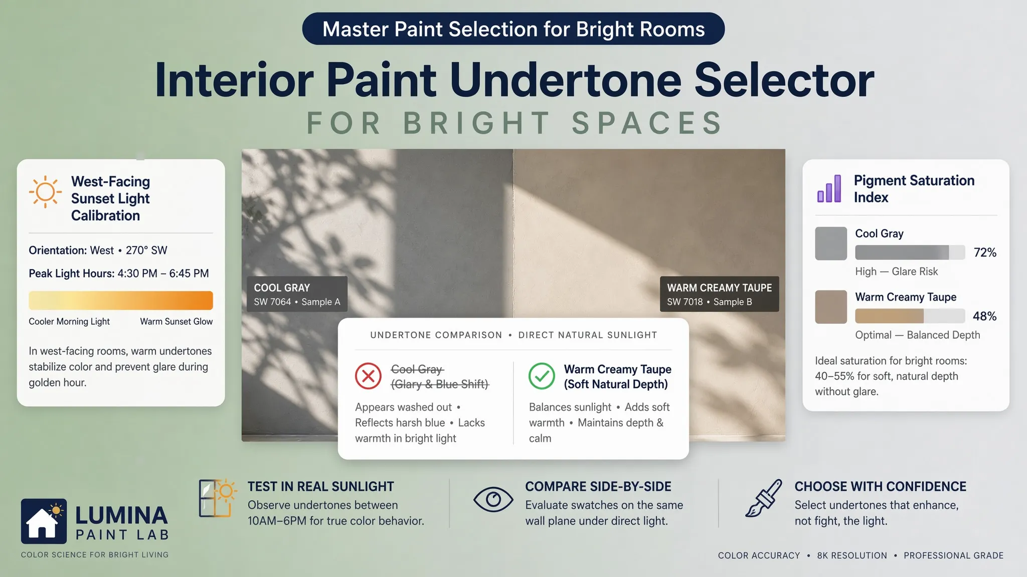 Paint colors natural light undertone selector for sun-drenched rooms