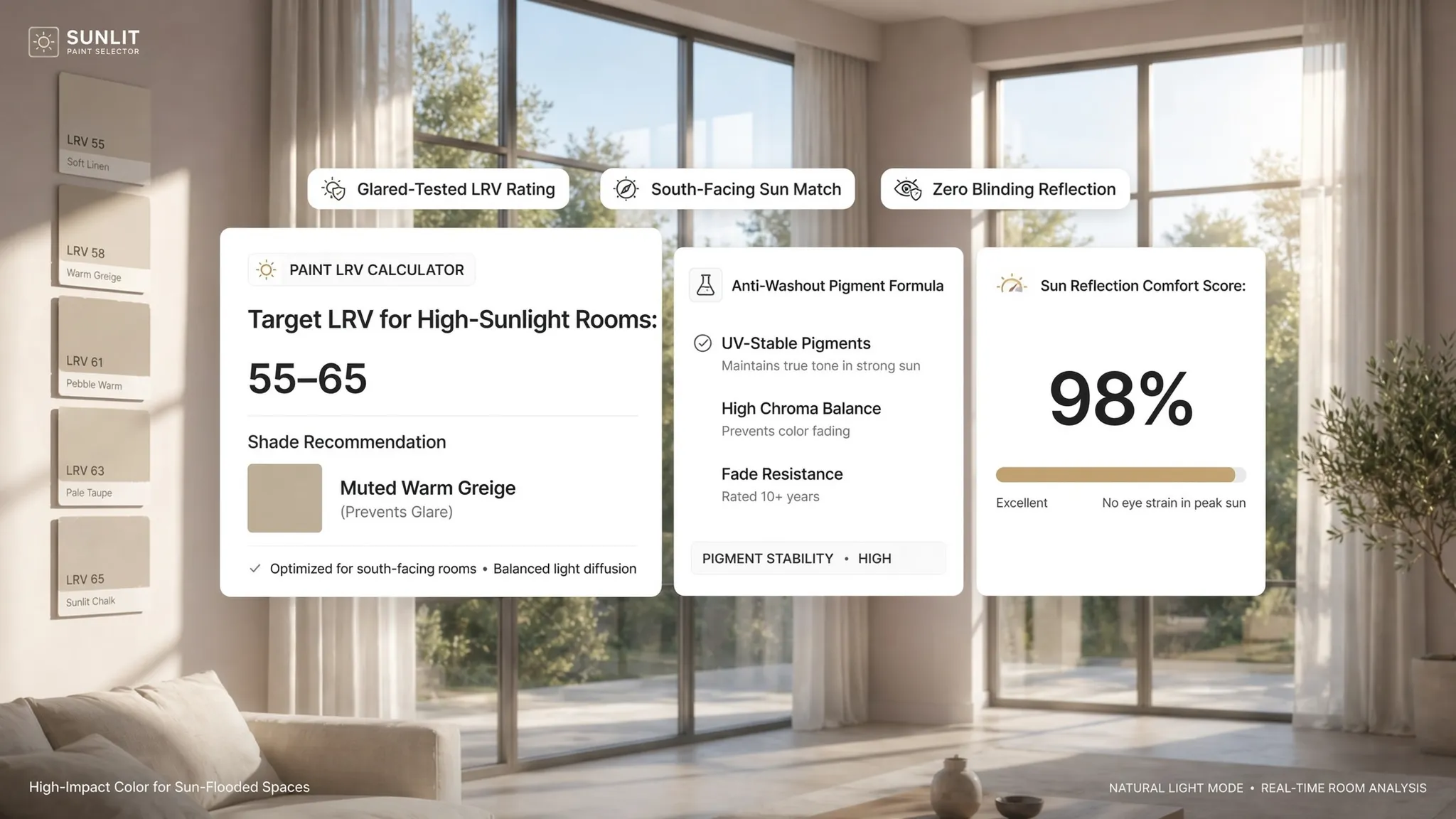 Paint LRV calculator sunlit rooms choosing whites that stay soft instead of looking harsh in bright sunlight
