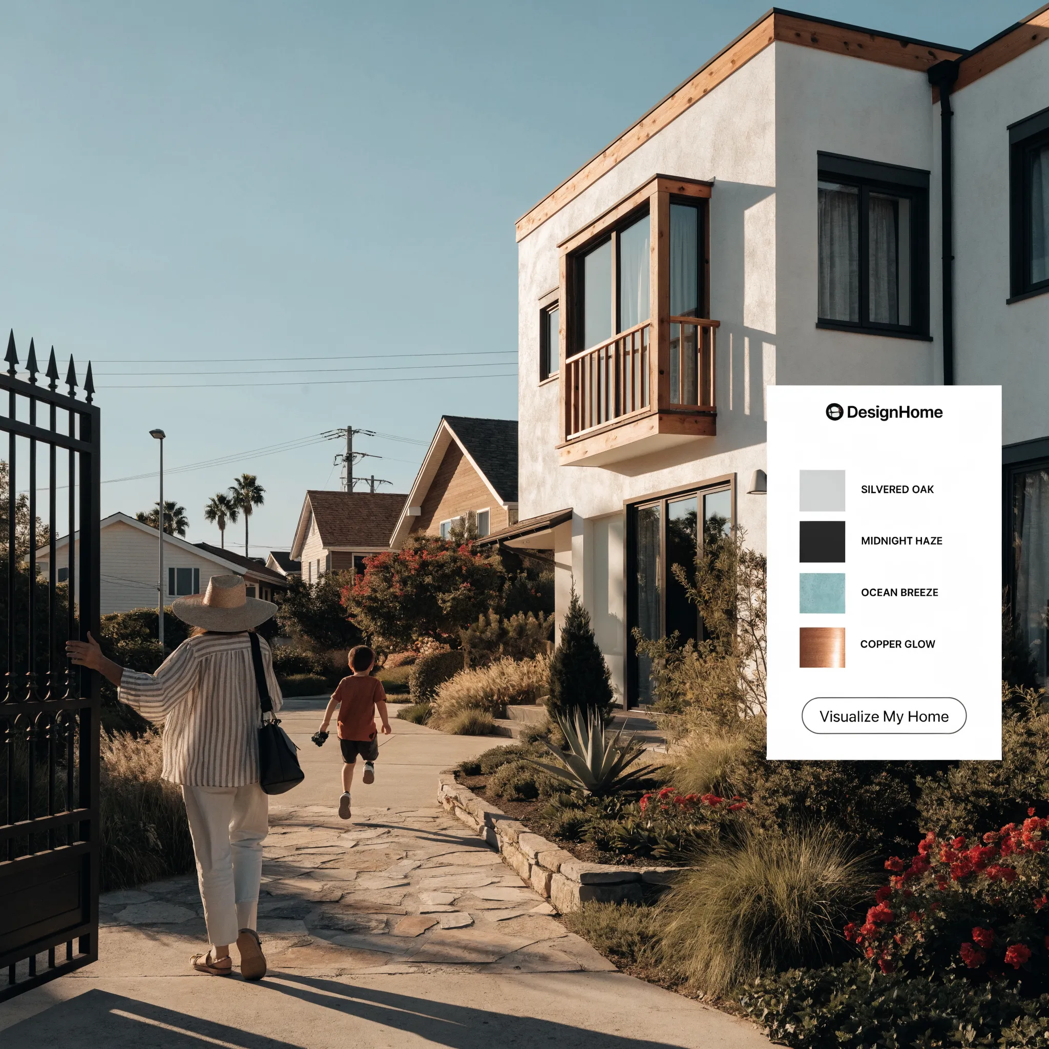 Home painting preview showing exterior paint colors