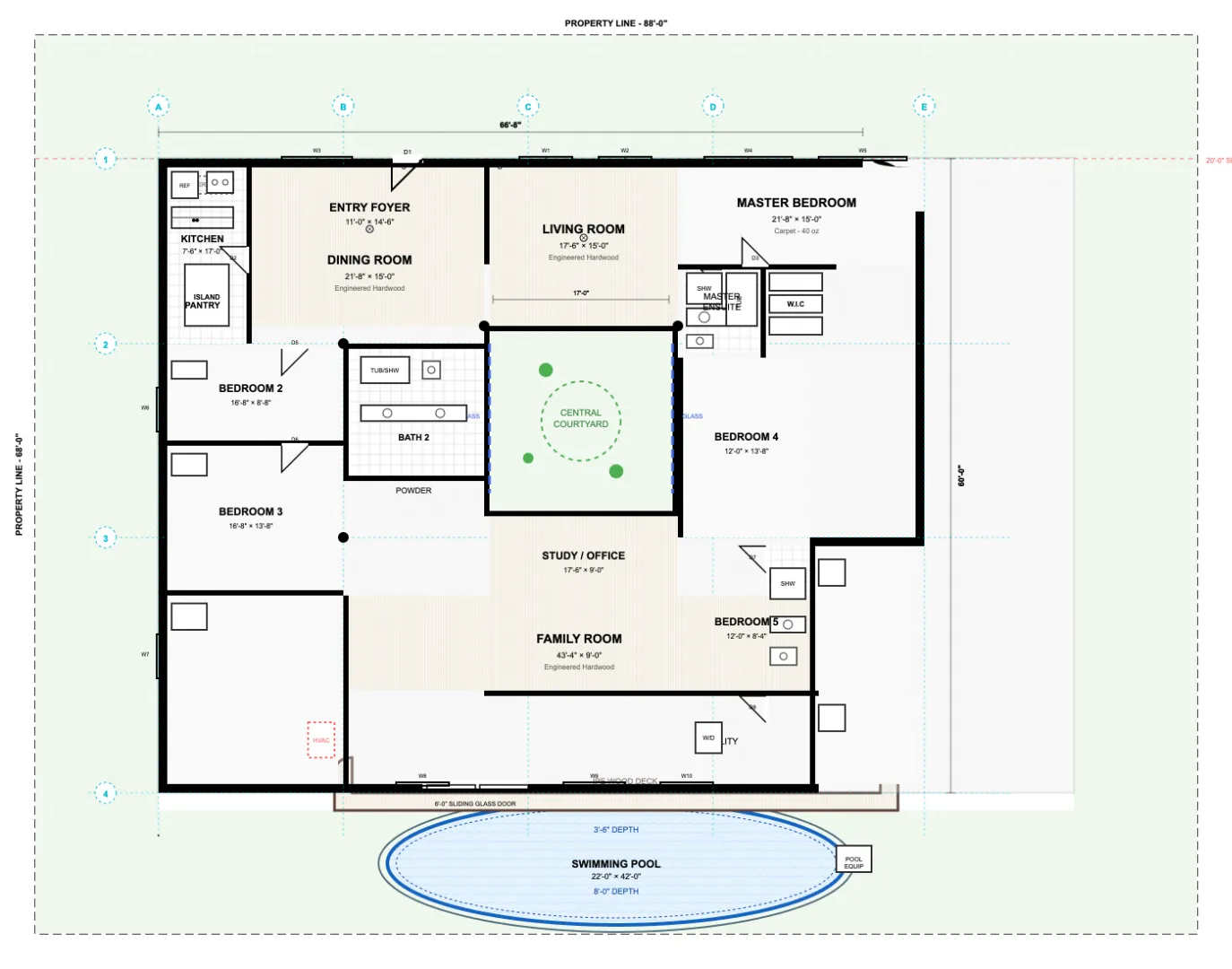 Modern contemprory floor plan design showcasing an open-concept contemporary home layout