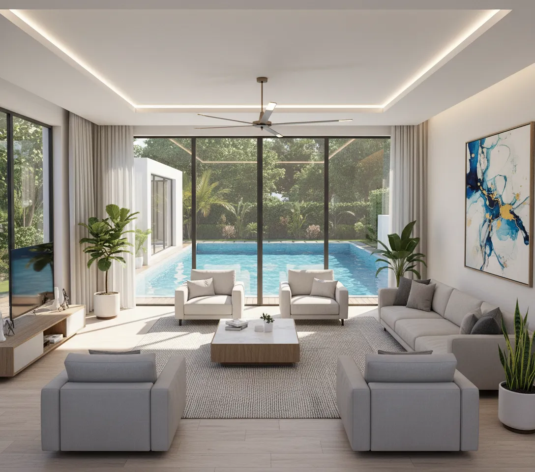 Small living room with balanced furniture proportions and a spacious feel